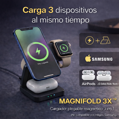 MagniFold 3X™ | Cargador Magnético Plegable 3 en 1
