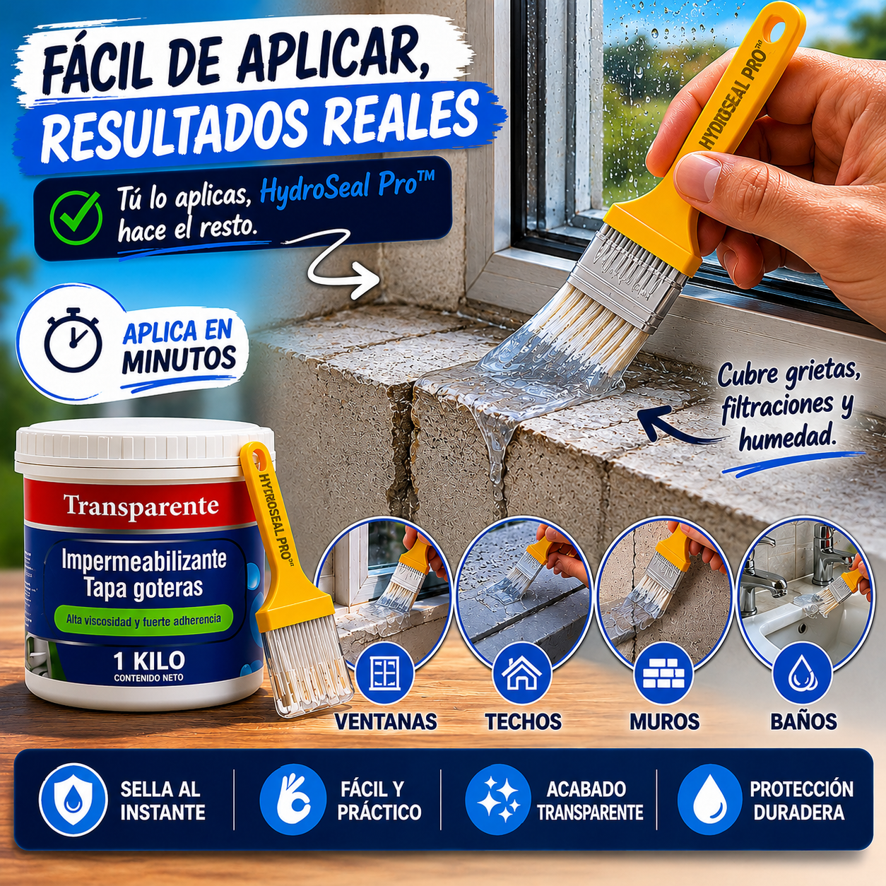 HydroSeal Pro™ | Impermeabilizante Transparente Antigoteras 1 kilo