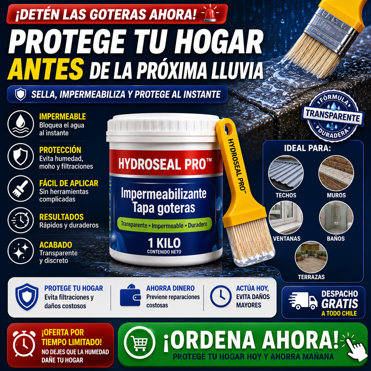 HydroSeal Pro™ | Impermeabilizante Transparente Antigoteras 1 kilo