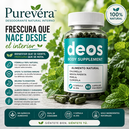 Purevéra™ | Desodorante Natural Interno 60 Cápsulas