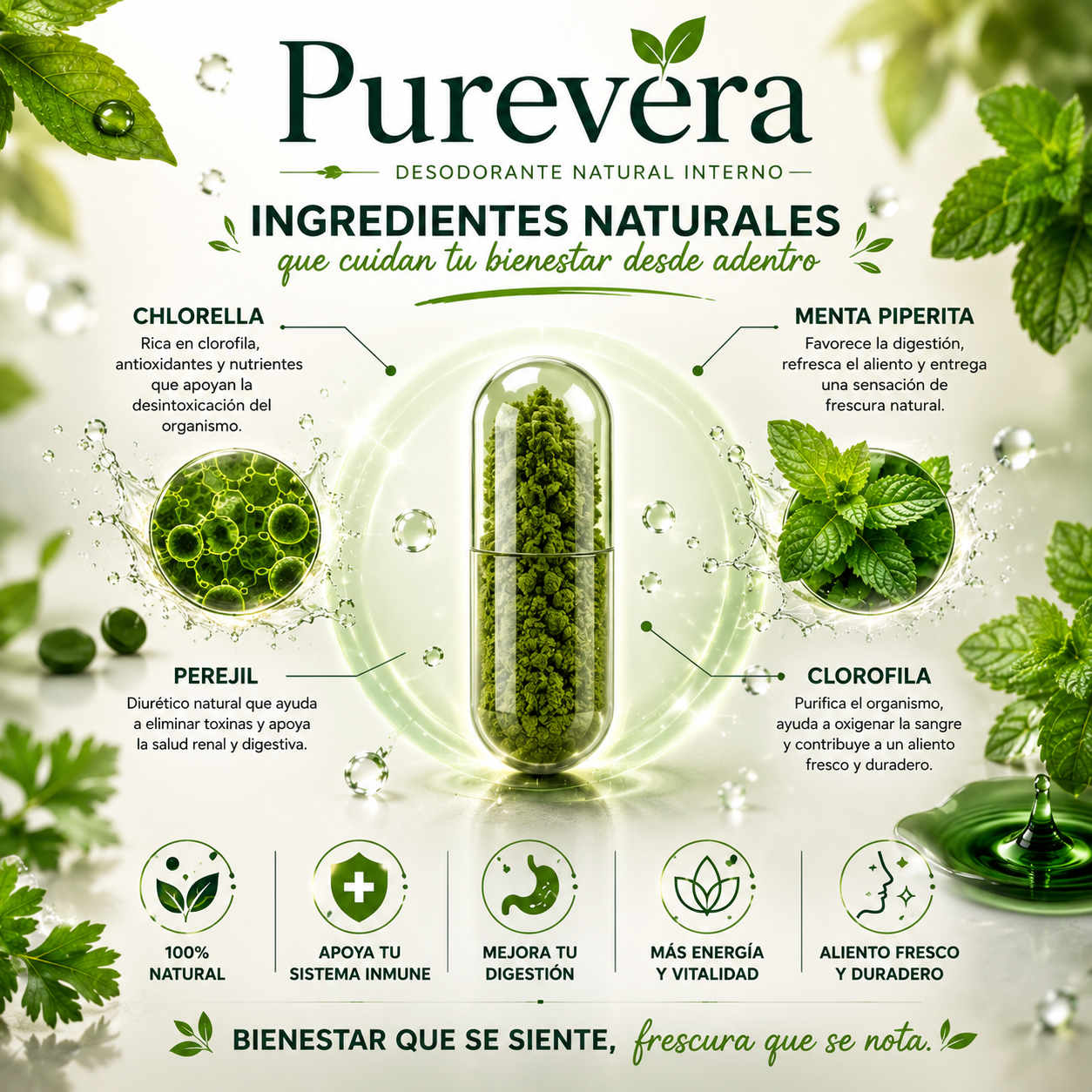Purevéra™ | Desodorante Natural Interno 60 Cápsulas