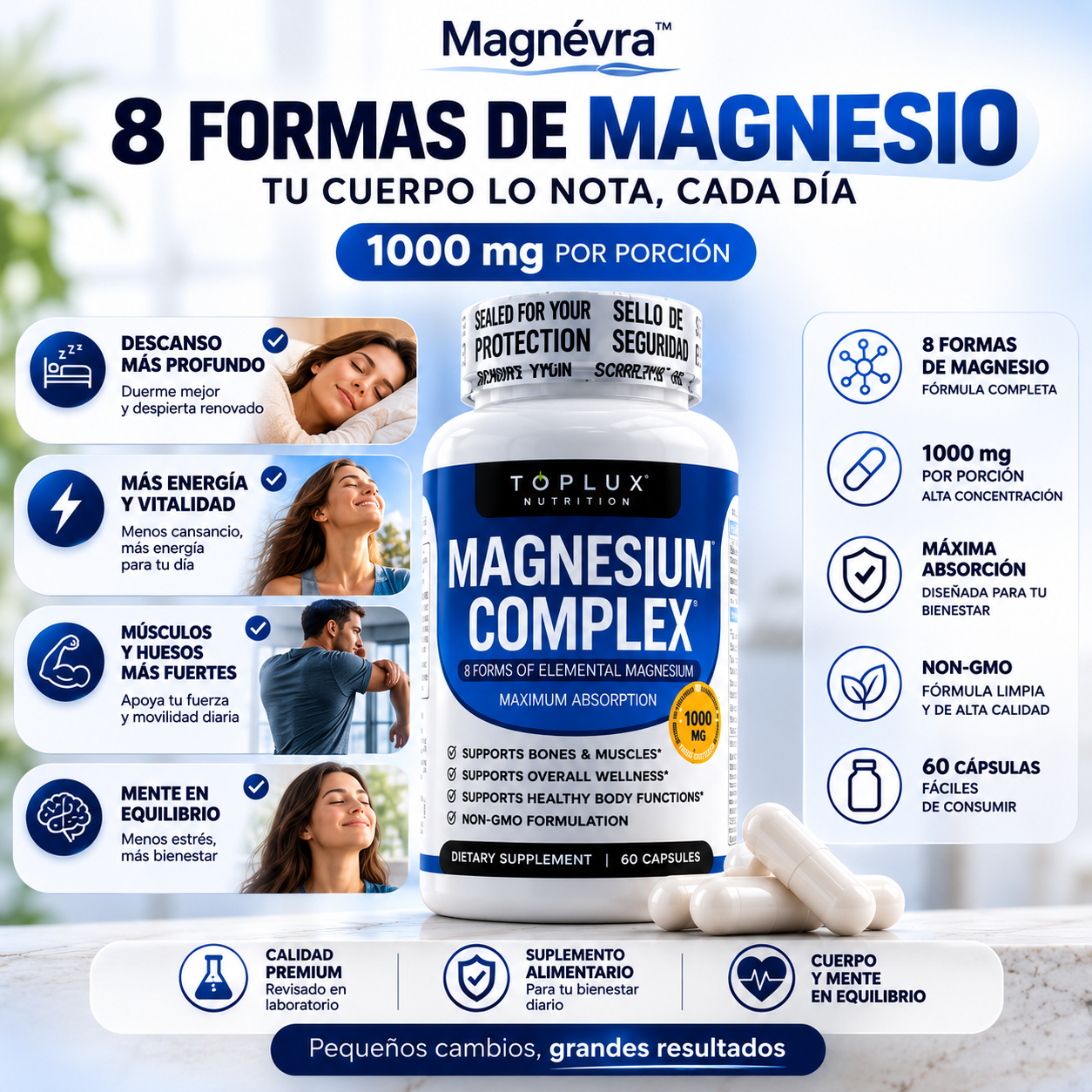 Magnévra™ Complejo de Magnesio 8X | 1000 mg | Máxima Absorción