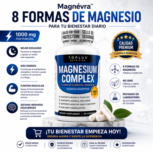 Magnévra™ Complejo de Magnesio 8X | 1000 mg | Máxima Absorción