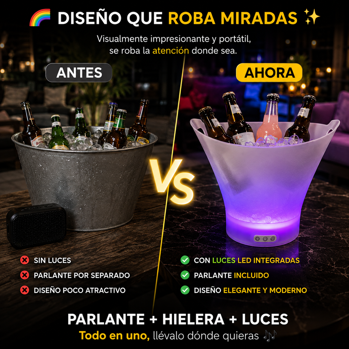 IceVibe Pro™ - Hielera con luz y parlante