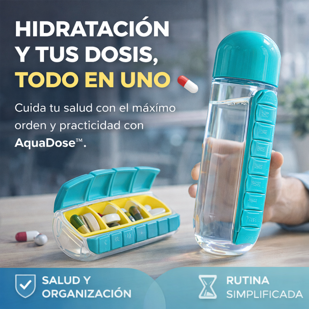 AquaDose™ | Botella de agua con pastillero