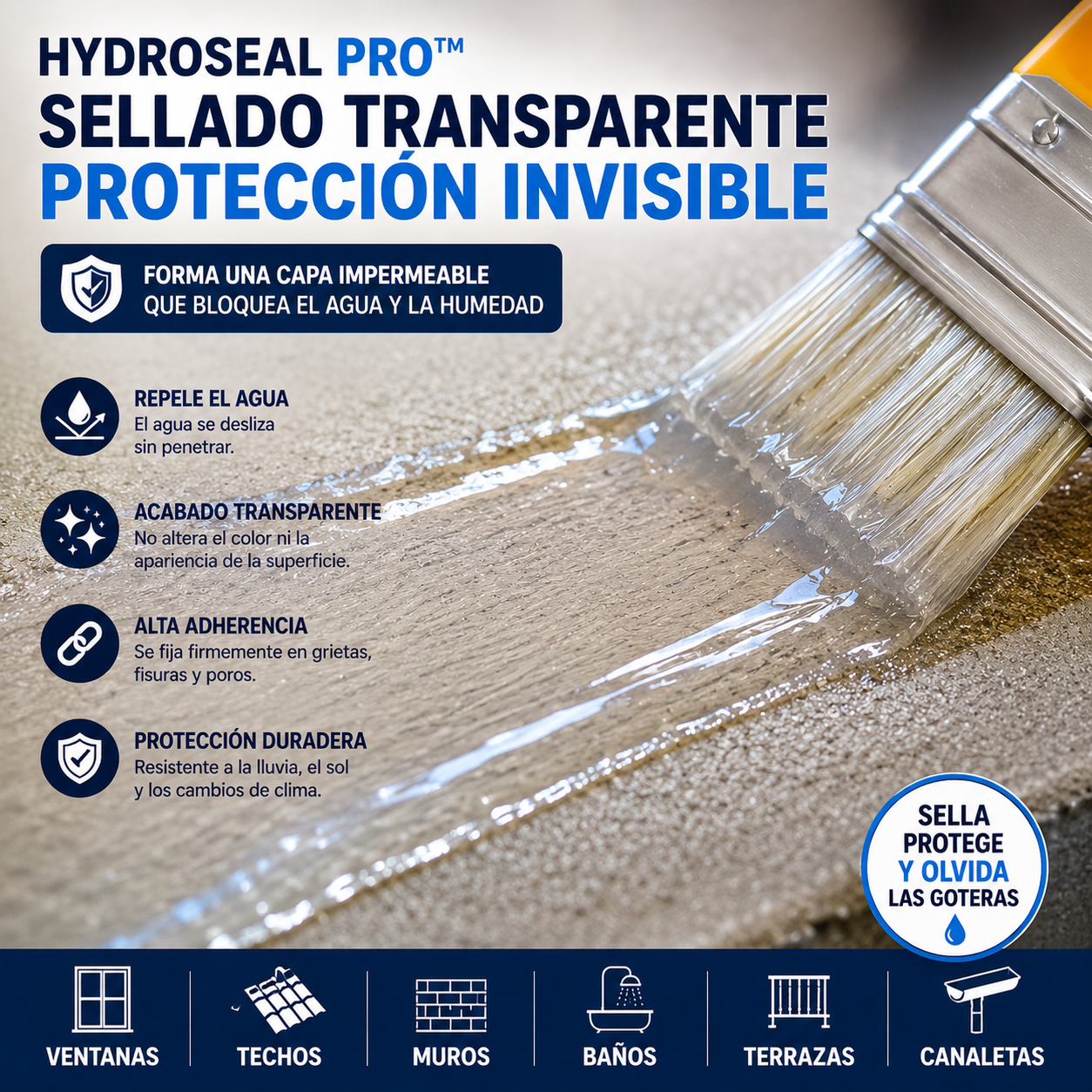 HydroSeal Pro™ | Impermeabilizante Transparente Antigoteras