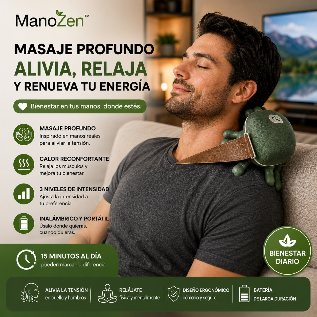 ManoZen™ | Masajeador Cervical de Presión Profunda