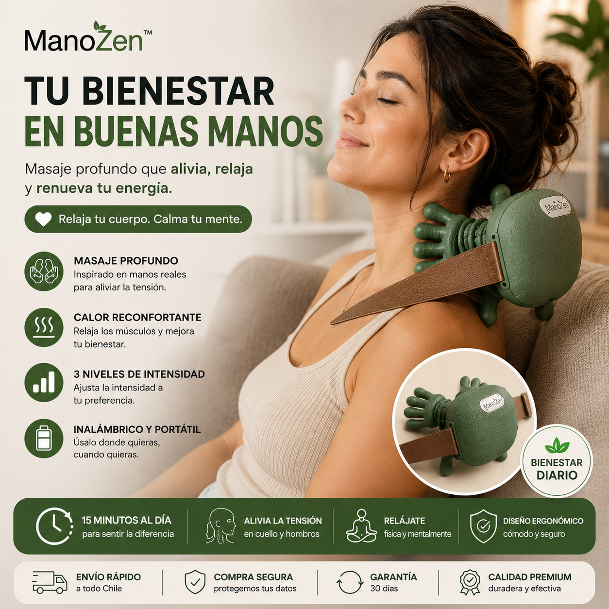 ManoZen™ | Masajeador Cervical de Presión Profunda